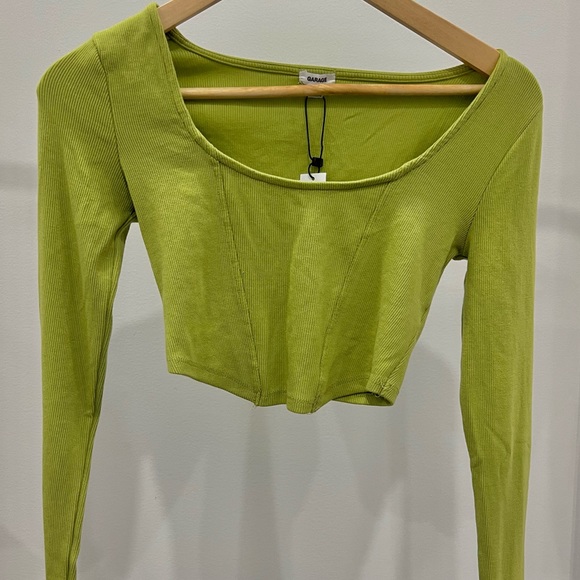 Lime green long sleeve corset top - Picture 1 of 3